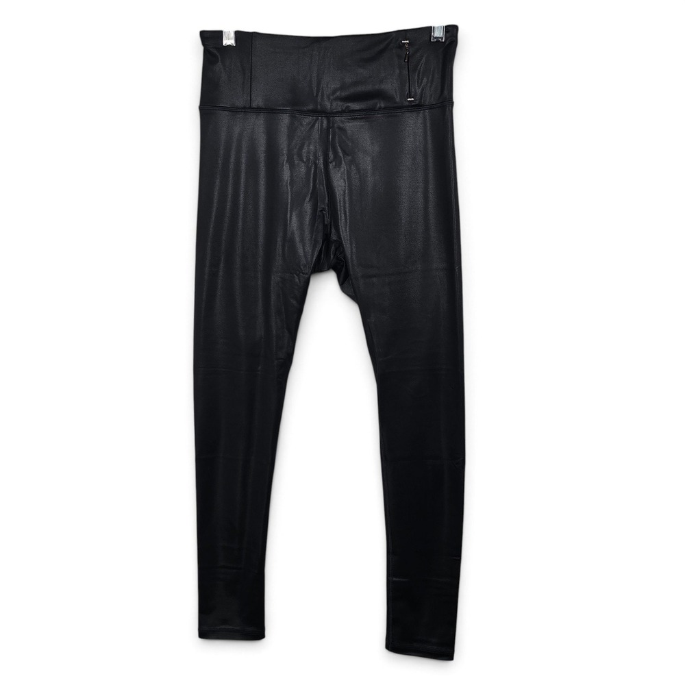 CALIA Leggings Womens M Faux Leather Black High Rise Zip Pocket Liquid Excellent